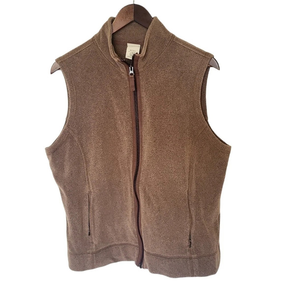 LL Bean Misses Brown Fleece Zip-up Gorpcore Vest - Picture 1 of 9